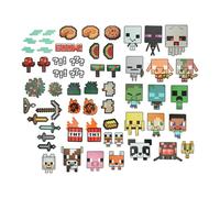 Kit de photo Minecraft - Officiellement licencié, 58 accessoires et 40 bâtonnets, Décor pour fête d'anniversaire, Thème Creeper, Zombie, Alex & Steve