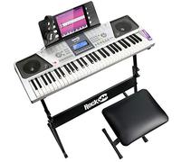 RockJam Clavier de Piano 61 Touches avec Banc, Support, Casque, Autocollants de Notes & Leçons