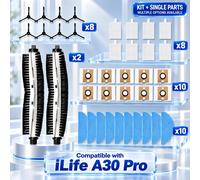 Kit de pièces de rechange compatibles pour ILife A30 Pro, brosse principale, brosse latérale, filtre HEPA, sac à poussière, 5000pa, accessoires Odkurzacz SET 4