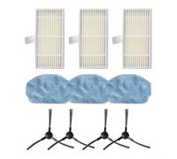 Kit de pièces de rechange pour aspirateur robot Nedis WIFIVCB01 comprenant 3 filtres, 4 brosses latérales et 3 serpillères, accessoires lavables pour un nettoyage en profondeur et un entretien
