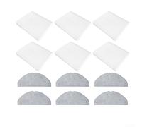 Kit de pièces de rechange pour aspirateurs robot Eufy G50 Hybrid/L60 Hybrid/L60 Hybrid/SES - Comprend 6 filtres HEPA et 6 chiffons de nettoyage (12 pièces)