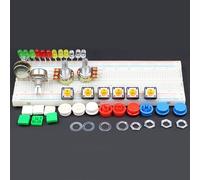 Kit de pièces électroniques avec module d'alimentation 3,3 V 5 V et platine d'expérience, fils de raccordement flexibles, résistances, interrupteurs LED pour projets Arduino DIY