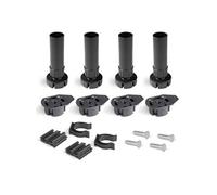 Emuca - Pieds pour meubles, pied de meuble en plastique noir avec accessoires, Lot de 4 pieds réglables de hauteur 150mm