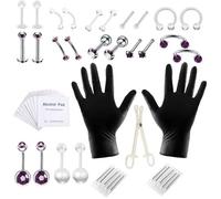 Kit De Piercing Corporel Bijoux De Piercing Kit De Perçage De Nez Professionnel en Acier Inoxydable Aiguilles Pi ANNEAU DE PIERCING