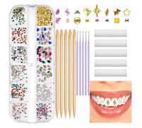 Kit de pierres précieuses pour dents - Art dentaire en, 12 styles de bijoux réfléchissants pour dents | Gemmes dentaires scintillantes, décorations de dents créatives parfaites pour la fêt