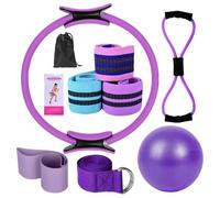 Kit de Pilates Essentials - Ensemble d'entraînement de 11 pièces avec bandes de fessier, ballon de yoga, bande de résistance en forme de 8 et bandes d'étirement pour fessiers et yoga