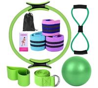 Kit de Pilates Essentials - Ensemble d'entraînement de 11 pièces avec bandes de fessier, ballon de yoga, bande de résistance en forme de 8 et bandes d'étirement pour fessiers et yoga