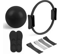 Kit de Pilates Essentials - Gym portable - Comprend un anneau d'argile de pilates, une longue bande de résistance, une sangle de boucle de pilates, un ballon de Pilates doux et des chaussettes de