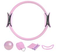 Kit de Pilates pour la maison - Lot de 5 bandes de résistance avec anneau de Pilate Ball | 5 équipements d'entraînement | Taille de la ceinture : 183 x 3,8 cm - Accessoires de gym, ceinture