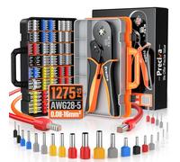 Kit de Pince à Sertir avec 1275 Cosses Electriques (265 Doubles), 0,08-16mm² (AWG28-5) Preciva Pinces à sertir à Cliquet,Outil de Sertissage à Cliquet avec Boîte