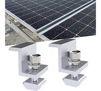 Kit de pince d'extrémité en aluminium PV, panneaux solaires photovoltaïques - Accessoire de rail de montage pour module de hauteur 35 mm, pince de module pour montage de profils en aluminium