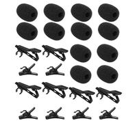 Kit de Pince pour Micro-cravate Noir avec Clips Métalliques et Plastiques | Couvre-micro en Mousse, Clips pour Vêtements et Câbles, Usage Portable pour Cours, Extérieur, Interview