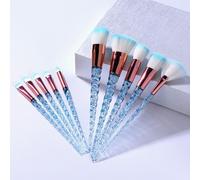 Kit De Pinceaux De Maquillage À Diamant 10 Pièces Brosse Cristal Poudre Blush Fond De Teint Fard À Paupières Licorne Brosses De Mélange