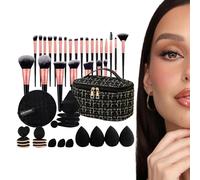 Kit De Pinceaux De Maquillage,Pinceaux À Poudre Fard À Joues Fard Paupières | Trousse Voyage Élégante Avec Organisateur Pour Fille Femme Épouse