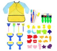 Kit De Pinceaux De Peinture D'éponge D'apprentissage Précoce Facile-Enfants 42 Pièces Éponge Dessin Formes Pinceaux D'artisanat De Peinture Pour Les Tout-Petits Assortis