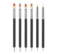 Kit de pinceaux pour la conception des ongles, pinceaux pour le,Stylo de conception de à Double extrémité, outils de peinture, 6 pièces - Outils de pointage des ongles pour femmes po