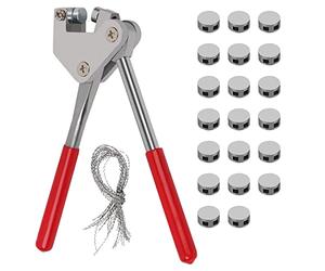 Kit de Pinces à Plomber, Pinces à Plomber avec 20 Plombs Diamètre 10mm et 20 Fils à Plomb 17cm Set de Pinces à Plomber Pinces à Sceller Poignée en Plastique Rouge