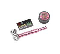 Kit de pipes Pur | Broyeur/Concasseur | 5 tamis en acier inoxydable | Tête dévissable | Nettoyage facile | Pipe à fumer en verre pour fumer | Usage de produits du tabac