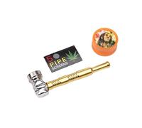 Kit de pipes Pur | Grinder/Crusher | 5 tamis en acier inoxydable | Tête dévissable | Nettoyage facile | Pipe à fumer en verre pour fumer | Usage de produits du tabac