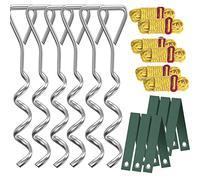 Kit de piquets et sangles robustes pour arbres - 6 piquets en spirale en métal, 6 sangles d'arbre, 24,4 m de haubans réfléchissants pour jeunes arbres et tentes - Kit d'ancrage solide et résistant au