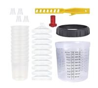 Kit de pistolet à peinture 600 ml - Gobelet mélangeur de peinture pour pistolet à peinture Hvlp et Lvlp - Kit de 10 gobelets et couvercles - Gobelet rigide avec 1 anneau de maintien