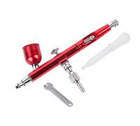 Kit de pistolet aérographe à double action à alimentation par gravité de 0,3 mm, pulvérisateur de peinture en métal de 7 ml avec compte-gouttes et clé pour la peinture de modèles, (Red)