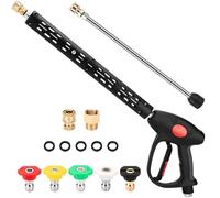 Kit de pistolet de nettoyeur haute pression avec 2 baguettes de nettoyeur haute pression, 5 embouts de buse, bouchon pivotant 3/8" et raccord M22, 96,5 cm, 4000 PSI