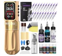Kit de pistolet de tatouage sans fil avec écran intelligent - Machine de tatouage rotative professionnelle à 7 temps réglables avec batterie de 2300 mAh, support de stylo de tatouage en alliage