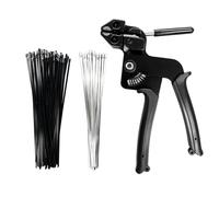 Kit de Pistolets à Attaches MéTalliques avec 100 Serre Cable Inox 4.6x300mm | Pistolet D'Attache de CâBle en MéTal avec 80 Colliers de Serrage à RevêTement en Poudre et 20 Colliers de Serrage Lisses