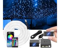 Kit de plafonnier étoilé Split Starlight - 400 pièces de fibres optiques RGBW de 0,02 pouces et 4,9 pieds pour voiture avec 2 têtes lumineuses de 16 W, moteur facile à cacher, câblage flexible