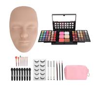 Kit de planche de maquillage 3D pour le visage, Palette complète de fard à paupières, pinceaux, cils, Eyeliner, Mannequin en Silicone (Couleur de peau moyenne)