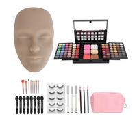 Kit de planche de maquillage 3D pour le visage, Palette complète de fard à paupières, pinceaux, cils, Eyeliner, Mannequin en Silicone (Peau foncée)
