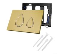 Kit de plaque de chasse d'eau de toilette à double bouton de rechange pour série Geberit - Panneau mural moderne en plastique avec tiges poussoirs pour réservoirs - 25 x 17 cm Noir (doré)