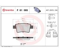 Kit De Plaquettes De Frein Arrière BREMBO Pour CITROEN C4 I Berline