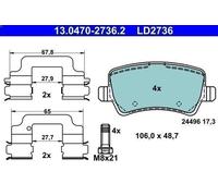 Kit de plaquettes de frein, frein à disque ATE pour V60 I (155) 2 2013-2015