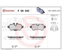 Kit de plaquettes de frein, frein à disque BREMBO P 06 052X pour MINI 2 2011-