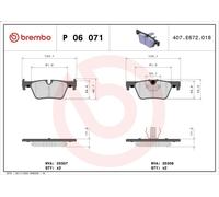 Kit de plaquettes de frein, frein à disque BREMBO P 06 071 pour 1 (F21) 2 2011-