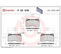 Kit de plaquettes de frein, frein à disque BREMBO P 23 078 pour 166 3 1998-2007