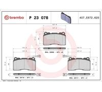 Kit de plaquettes de frein, frein à disque BREMBO P 23 078 pour 166 3 1998-2007