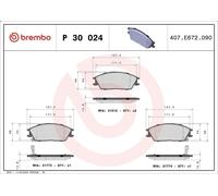 Kit de plaquettes de frein, frein à disque BREMBO P 30 024 pour GETZ 1.5 2003-
