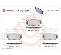 Kit de plaquettes de frein, frein à disque BREMBO P 30 026 i20 I 1.1 2012-2015