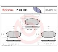 Kit de plaquettes de frein, frein à disque BREMBO P 30 034 pour CRETA 1.6 2016-