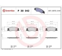 Kit de plaquettes de frein, frein à disque BREMBO P 30 042