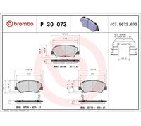 Kit de plaquettes de frein, frein à disque BREMBO P 30 073 pour i30 1.4 2011-