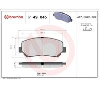 Kit de plaquettes de frein, frein à disque BREMBO P 49 045 pour CX-5 2 2012-