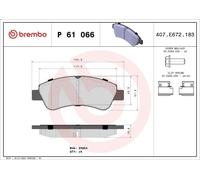 Kit de plaquettes de frein, frein à disque BREMBO P 61 066 pour 307 2 2000-