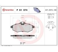 Kit de plaquettes de frein, frein à disque BREMBO P 61 074 pour C2 1.1 2003-