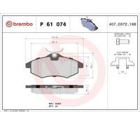 Kit de plaquettes de frein, frein à disque BREMBO P 61 074 pour C2 1.4 2003-