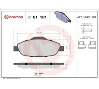 Kit de plaquettes de frein, frein à disque BREMBO P 61 101 308 I 2 2007-2014