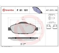 Kit de plaquettes de frein, frein à disque BREMBO P 61 101 pour 308 I 2 2007-